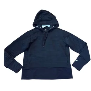 Nike black ribbed cropped hoodie sweater small thumbnail 1