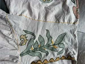 Sunday Up Beige Bohemian Floral Tunic with Green and Gold Accents M thumbnail 4