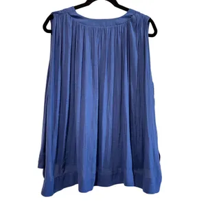 Free People $68 Darcy V-Neck Hi-Low Sleeveless Blouse Top Blue Cobalt L thumbnail 3