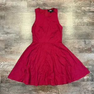 Lulus Maroon Red Lawson Skater Dress Flowy Skirt Detailed Back Small Lined Dance thumbnail 1