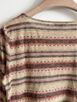 Lauren Ralph Lauren 100% Linen Striped Long Sleeve Top Multicolor Size L thumbnail 8