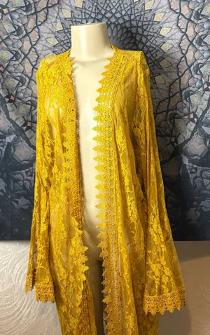 Polly & Esther Golden Yellow Lace Cardigan thumbnail 1