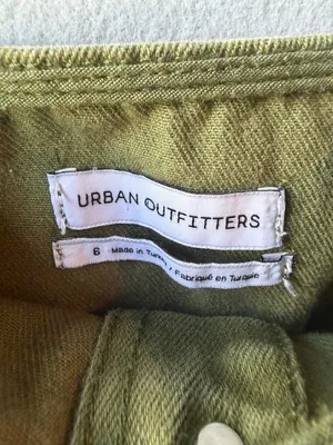 Urban Outfitters Olive Green Denim Mini Dress Size 6 Button Front Cotton Cottage thumbnail 4