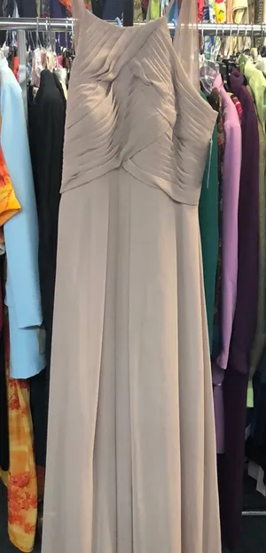 Azazie sz A4 tan long formal dress thumbnail 1