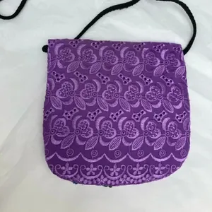 Purple and Black Floral embroidered small crossbody‎ purse​​ thumbnail 3