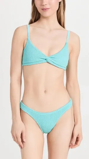 Good American Always Fits Crinkle Bikini Set Aqua Blue S NWT $120 thumbnail 1