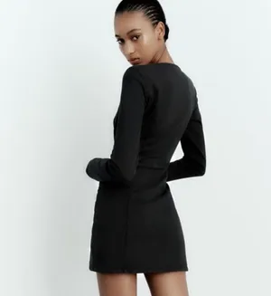 ZARA Black Corset Denim Dress thumbnail 4