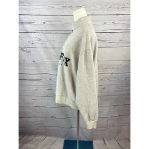 White Fox Los Angeles Quarter Zip Sweatshirt S/M Gray Oversized Pullover￼ thumbnail 2