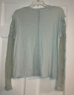 Free People Blue Lace Long Sleeve Top thumbnail 2