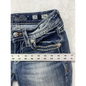 Miss Me Jeans Womens Sz 25 cuffed‎ capri Denim Embellished Fleur de lis Pockets thumbnail 4