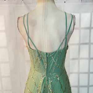 TLC Say Yes to the Prom Green Gold Sequin Glitter Sleeveless Ball Gown Size 9 thumbnail 6