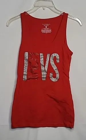 PINK - Victoria's Secret red I love tank top sz Medium thumbnail 1