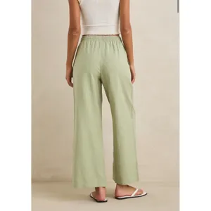 Rhythm Dolly Beach‎ Pant Palm Sage Green Wide Leg Linen Blend Size 8 NEW thumbnail 3