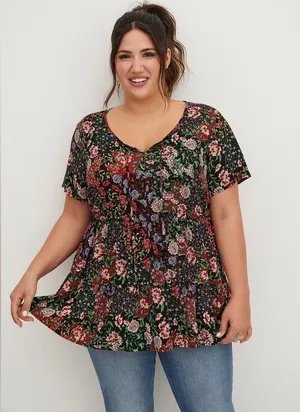Torrid Babydoll Rayon Slub Tie-Front Top Size 1X thumbnail 1
