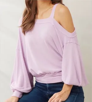 We The Free Flaunt It‎ Pullover Magical Lilac Top Sweater Off the Shoulder Small thumbnail 1
