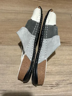 La plume leather slip on sandals white grey‎ size 39 thumbnail 6