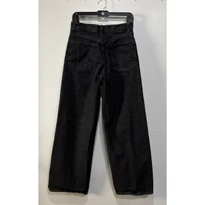Zara Jeans Wide Leg High Rise Womens 4 Black Denim Pants Grunge Streetwear thumbnail 2