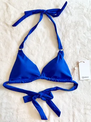 NWT Quince Italian Full Coverage Ring Triangle Bikini Top in Electric Blue - S thumbnail 2