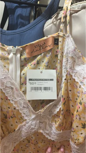 Stella Dallas Floral Yellow Romper Size L thumbnail 2