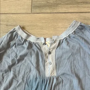 We The Free Blue Relaxed 3/4 Sleeve Blouse with Mandarin Collar thumbnail 3