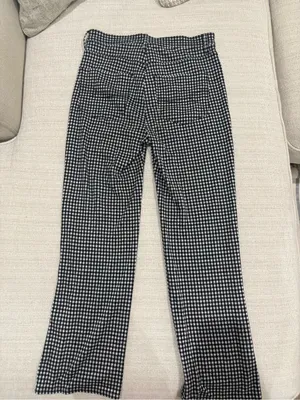 American Eagle Outfitters Black & White Gingham Wide-Leg Pants thumbnail 3