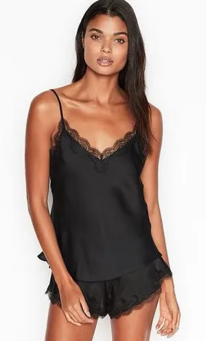 Victoria's Secret Lace Trim Satin Cami Set thumbnail 1