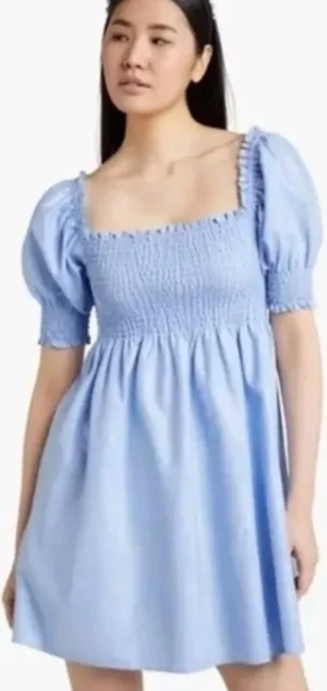 NWT Hill House Home The Athena Nap Dress in light blue glitter check thumbnail 1