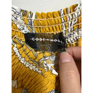 Code Mode NWT XS Mustard Yellow Floral Maxi Dress Off Shoulder Smocked Boho Slit thumbnail 5