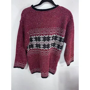 M.J. Carroll Medium‎ Red Sweater Women's Vintage Snowflake Fair Isle Knit thumbnail 2