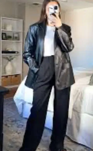 Zara faux leather menswear style blazer BLOGGERS FAVORITE!! thumbnail 10