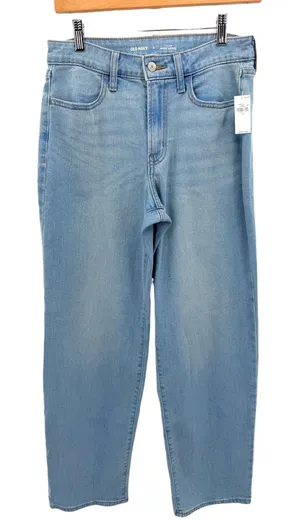 Old Navy Wow Loose High Rise Light Wash Straight Leg Jeans Baggy‎ Womens 6 NWT thumbnail 1