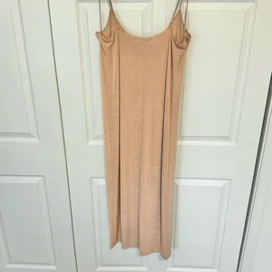 ZARA Nude slinky metallic maxi dress LARGE thumbnail 3