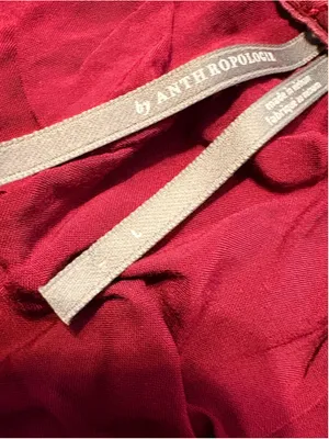 Anthropologie Toulon Pleated Mini Dress Burgundy/Plum Women's Size L (23” PTP) thumbnail 3