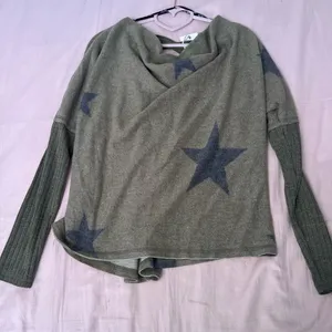 Miss Me Olive Star Pattern Cowl Neck Sweater thumbnail 1