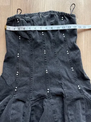 Able Black Denim Fit-and-Flare Studded Dress‎ thumbnail 2