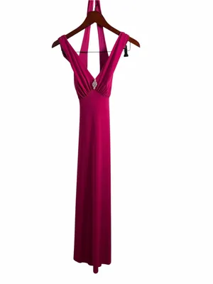 Connected apparel Halter Maxi Dress in Berry Pink 12 NEW thumbnail 2