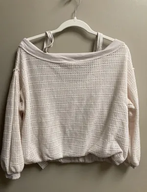 Free People Cream Long Sleeve Off Shoulder Sweater thumbnail 3