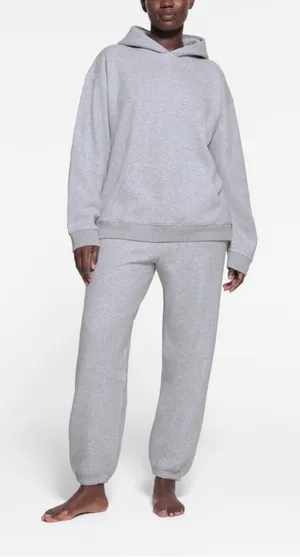 Skims Lounge Fleece Hoodie In Light Heather Grey Size M thumbnail 1