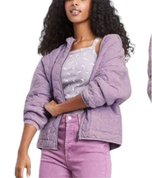 Wild Fable Hooded Quilted Jacket Light Purple- Size S thumbnail 1