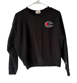 Champion Reverse Weave‎ Vintage Black Crewneck Sweatshirt Women's Medium C Logo thumbnail 1