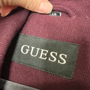 GUESS Walder Large Burgundy Wool Blend Peacoat Trench Coat Gold Buttons thumbnail 3