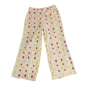 Anthropologie cream spotted cropped trousers size 8 thumbnail 4