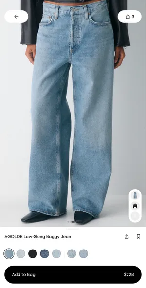 AGOLDE Low Slung Baggy Jeans White thumbnail 7