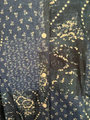 Retro RL Chaps Blue Mixed Media Cotton Button Down thumbnail 4
