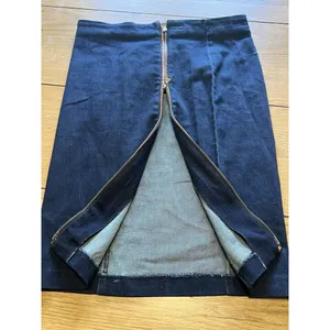 LRL Ralph Lauren Jean Skirt Women Size 4 Leather‎ Trim Full Zip Knee Length thumbnail 10