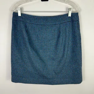 LOFT‎ Skirt Womens 6 Blue Plaid Wool Blend Mini Academia Preppy Mod Retro Prep thumbnail 4