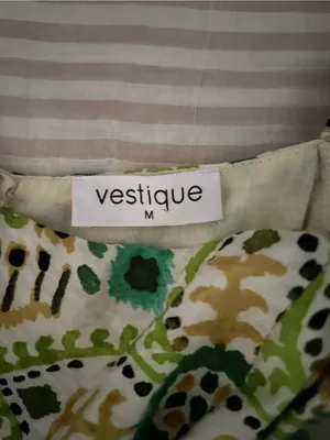 vestique Green, White and Brown Printed Peasant Dress thumbnail 3