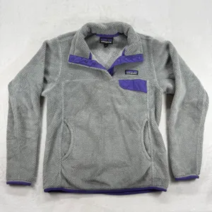 Patagonia Fleece Re-Tool Snap-T Pullover Gray Purple Polartec‎ Thermal Pro S thumbnail 1