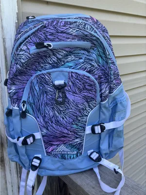 High Sierra Feather-Print Women's Backpack in Lavender and Light Blue thumbnail 1