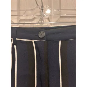 Who What Wear Navy Blue Striped Pleated‎ Tapered Trousers Womens Sz 14 High Rise thumbnail 4